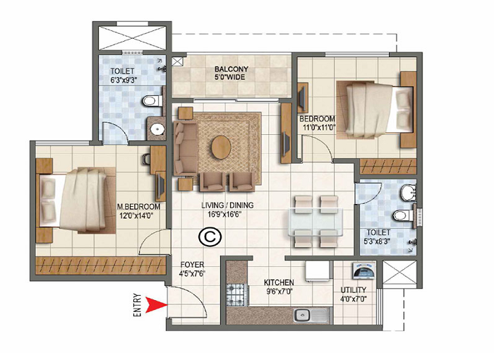 Birla Advaya 2 BHK Floor Plan