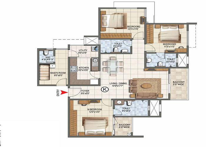 Birla Advaya 3 BHK Floor Plan